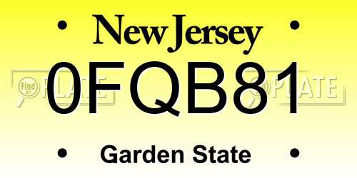 0FQB81 New Jersey License Plate