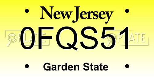 0FQS51 New Jersey License Plate