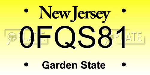 0FQS81 New Jersey License Plate
