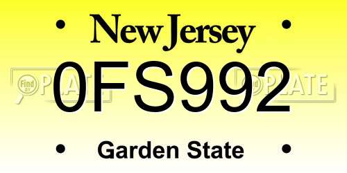 0FS992 New Jersey License Plate