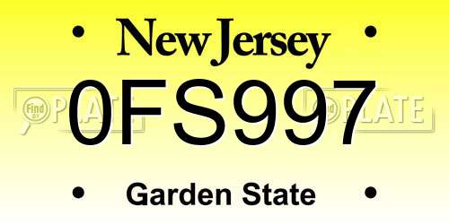 0FS997 New Jersey License Plate