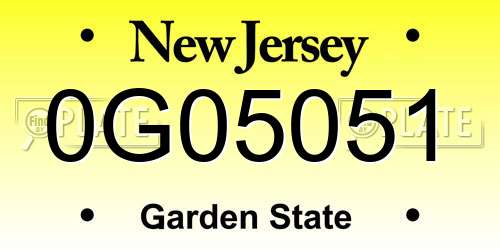 0G05051 New Jersey License Plate
