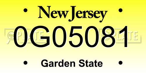 0G05081 New Jersey License Plate