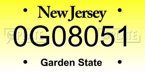 0G08051 New Jersey License Plate