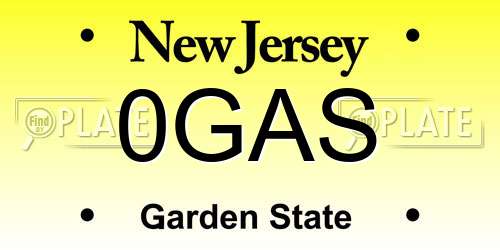 0GAS New Jersey License Plate