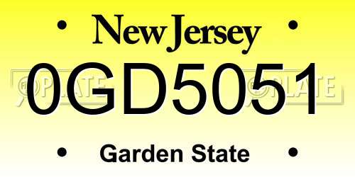 0GD5051 New Jersey License Plate