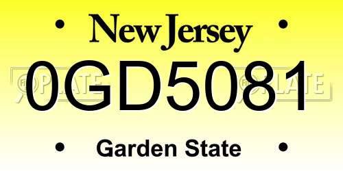 0GD5081 New Jersey License Plate