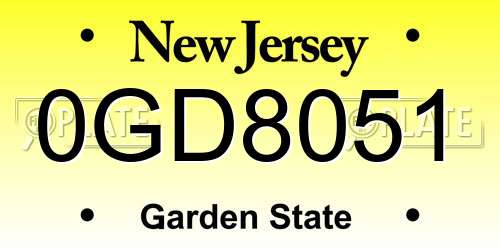 0GD8051 New Jersey License Plate