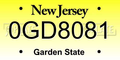 0GD8081 New Jersey License Plate