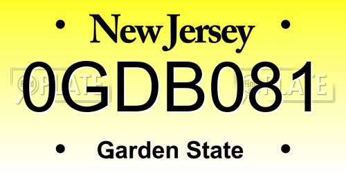 0GDB081 New Jersey License Plate