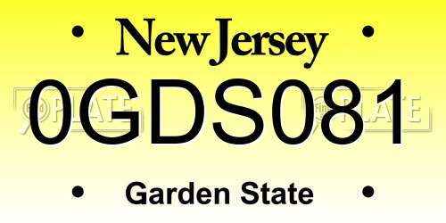 0GDS081 New Jersey License Plate