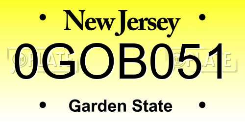 0GOB051 New Jersey License Plate