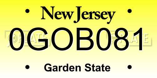 0GOB081 New Jersey License Plate
