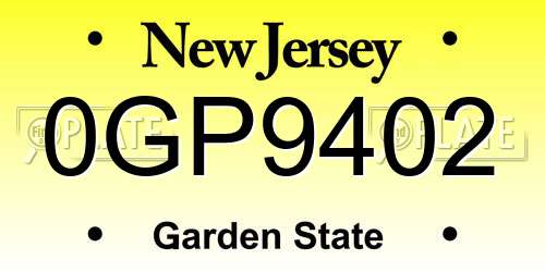 0GP9402 New Jersey License Plate