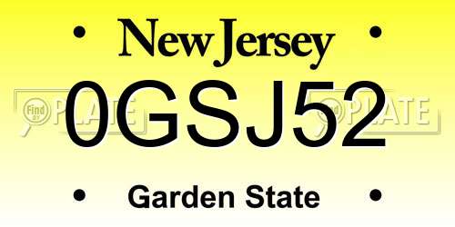 0GSJ52 New Jersey License Plate