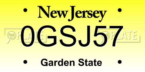 0GSJ57 New Jersey License Plate