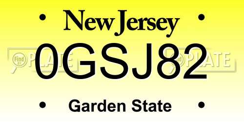 0GSJ82 New Jersey License Plate