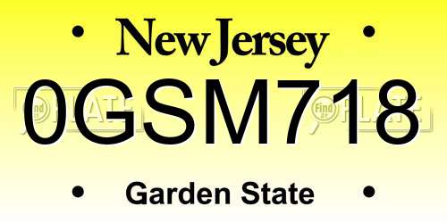 0GSM718 New Jersey License Plate