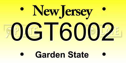 0GT6002 New Jersey License Plate