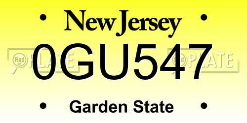 0GU547 New Jersey License Plate