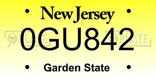0GU842 New Jersey License Plate