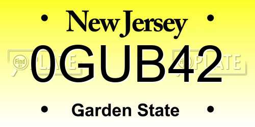 0GUB42 New Jersey License Plate