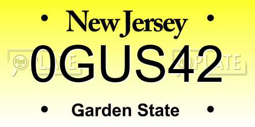 0GUS42 New Jersey License Plate