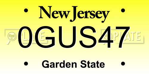 0GUS47 New Jersey License Plate