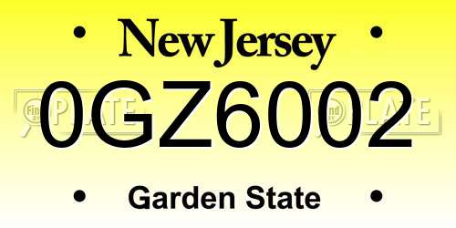 0GZ6002 New Jersey License Plate