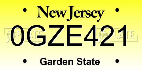 0GZE421 New Jersey License Plate