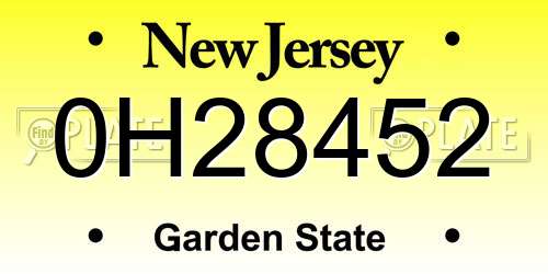 0H28452 New Jersey License Plate