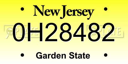 0H28482 New Jersey License Plate