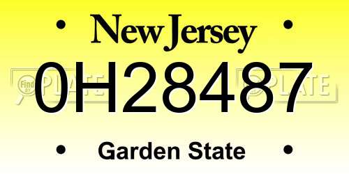 0H28487 New Jersey License Plate