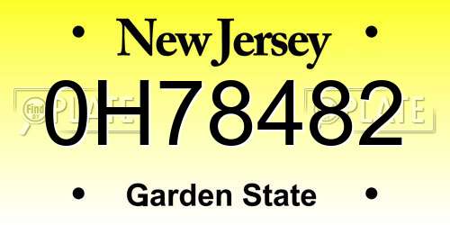 0H78482 New Jersey License Plate