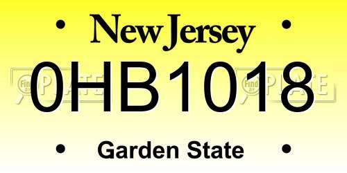 0HB1018 New Jersey License Plate
