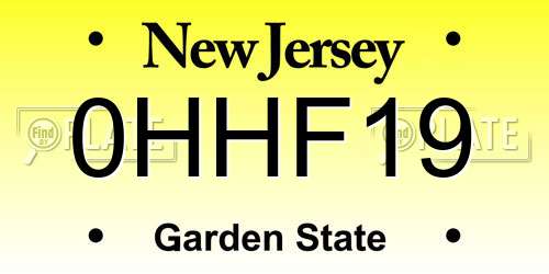 0HHF19 New Jersey License Plate