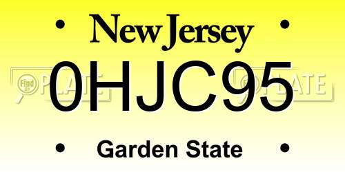 0HJC95 New Jersey License Plate