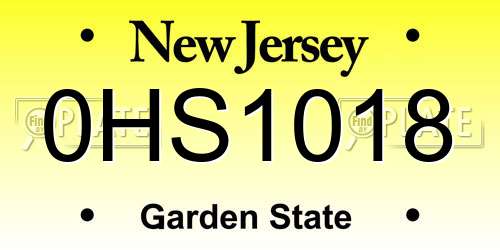 0HS1018 New Jersey License Plate