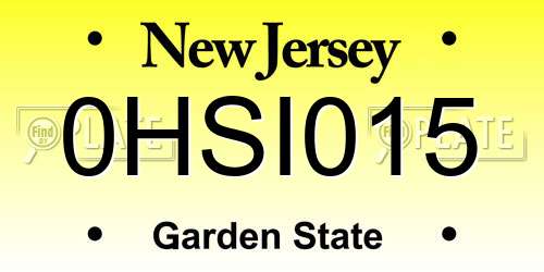 0HSI015 New Jersey License Plate