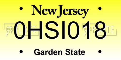 0HSI018 New Jersey License Plate