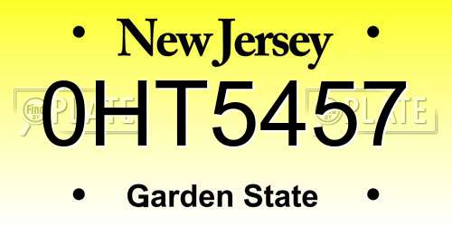 0HT5457 New Jersey License Plate