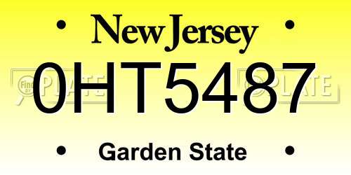 0HT5487 New Jersey License Plate