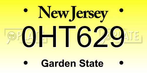 0HT629 New Jersey License Plate