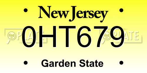 0HT679 New Jersey License Plate