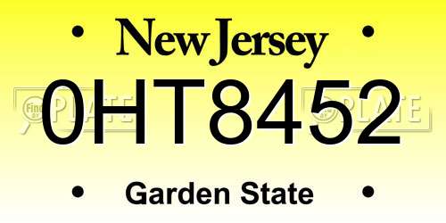 0HT8452 New Jersey License Plate
