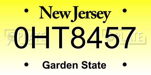 0HT8457 New Jersey License Plate