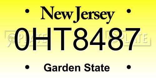 0HT8487 New Jersey License Plate