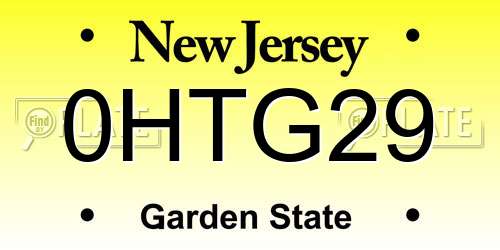 0HTG29 New Jersey License Plate