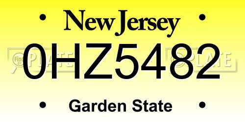 0HZ5482 New Jersey License Plate