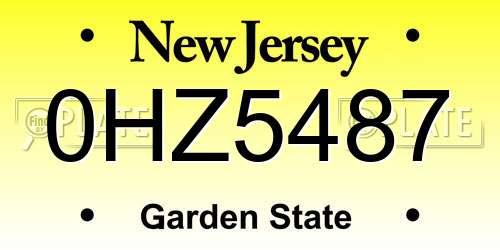 0HZ5487 New Jersey License Plate
